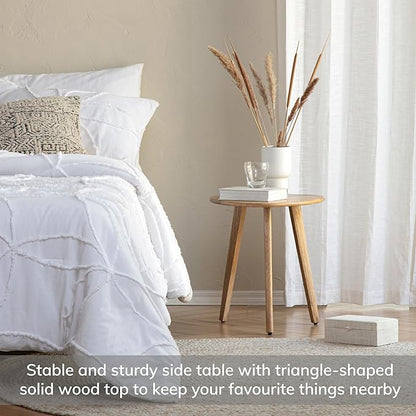 MH London Side Table - Wandsworth Wooden End Table - Exclusively Designed Hand Crafted Small Tables - Contemporary Triangle End Table for Living Room, Bedroom Bedside Tables and Office, Natural