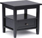 SIMPLIHOME Warm Shaker SOLID WOOD 20 inch Wide Rectangle Transitional End Side Table in Black for the Living Room and Bedroom