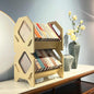2 Pack Desktop Bookshelf, Stackable Book Organizer with Handle, Storage Rack for CD/Magazine/File Folder, Portable Small Bookshelf for Study, Living Room, Kid's Room, No Nails, Medium Size