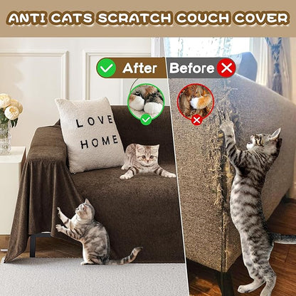 MYSKY HOME Sofa Slipcovers, Sofa Covers Washable, Couch Cover for 3-4 Cushion Couch Sofa, Dog Couch Cover Non Slip Soft Furniture Protector, 91"x 150", Dark Brown