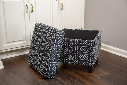 Homepop Home Decor | K7342-F2267 | Classic Square Storage Ottoman with Lift Off Lid | Ottoman with Storage for Living Room & Bedroom, Onyx, Large