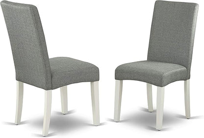East West Furniture LGDR9-LWH-07 9 Piece Dining Room Set Includes a Rectangle Kitchen Table with Butterfly Leaf and 8 Gray Linen Fabric Parsons Dining Chairs, 42x84 Inch, Linen White
