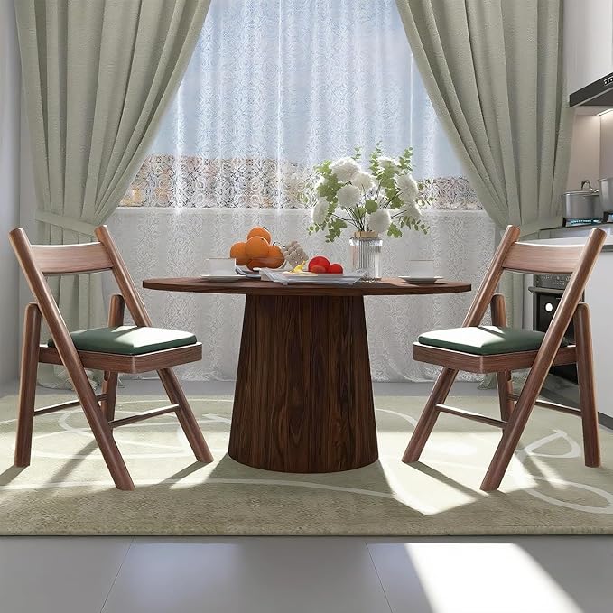 Folding Chairs with Cushion, Solid Wood Padded Foldable Chair, Folding Dinings Chairs Portable and Assembled Seat for Guests Kitchen Office Wedding and Party