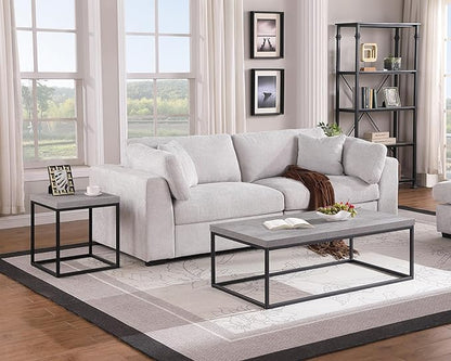 CENSI 47-Inch Grey Marble Accent Coffee Table/Center Table for Living Room, Rectangle Modern Industrial Style,Wood and Metal, Max.Loading 220 lbs. (Faux Concrete)