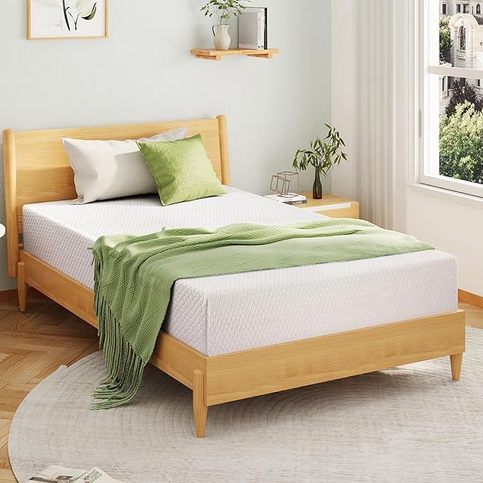 Twin XL Memory Foam Mattress, 5 Inch Bed Mattress in a Box with Cooling Green Tea Gel, Relieve Pressure with Medium Support, CertiPUR-US Certified, 80''L x 38''W, White