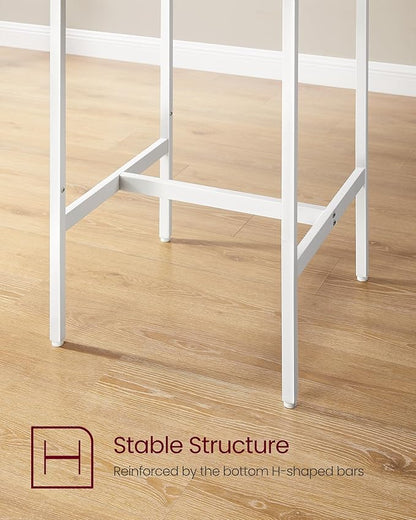 VASAGLE Bar Table and Chairs Set, Square Table with 2 Stools, Dining Pub Set for 2, Space Saving for Kitchen Breakfast, Living Room, Party Room, Golden Oak and Cloud White
