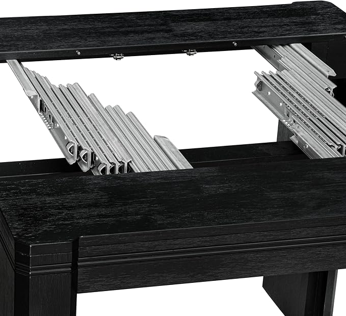 X12X1-006-24 - 13-piece Modern Dining Room Table Set a Rectangular Dining Table and 12 Black Polyester Fabric Stackable Chair, 39x120 Inch, Wire Brushed Black