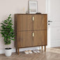 Smuxee Shoe Cabinet with 2 Flip Drawers, 31.5" Walnut Hidden Shoe Storage Cabinet with Line Groove Design, Freestanding Shoe Organizer Cabinet for Entryway, Hallway, Living Room