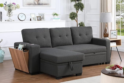 Devion Furniture Maison 4-in-1 Convertible L Shaped Couch with Pull Out Bed and Storage, Sectional Sleeper Sofa with Reversible Chaise for Living Room, Apartment, Bedroom, Office
