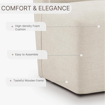 Upholstered Dining Chair with Casters Wingback Modern Side Armless Deskchair with Rollers for Diningroom Bedroom Livingroom Reading Room,Cream Beige,1 Box