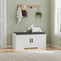 2-Tier Storage Bench, Shoe Bench with Thickened Padded Seat Cushion, Entryway Bench with 2 Doors, Adjustable Shelf, 13.8" D x 37.4" W x 18.5" H, for Entryway, Living Room, Bedroom, White