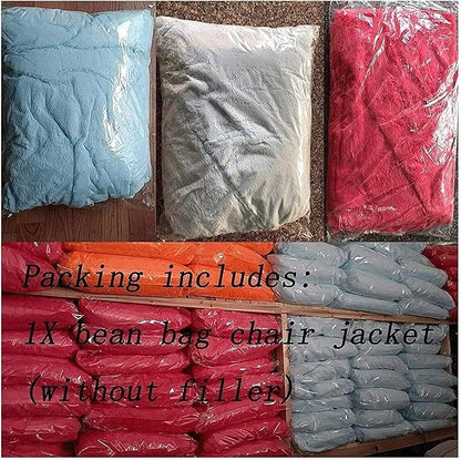 Giant Fur Bean Bag Chair Cover for Kids Adults, (No Filler) Living Room Furniture Big Round Soft Fluffy Faux Fur Beanbag Lazy Sofa Bed Cover (Grey, 6FT)