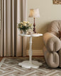 Accent Solid Wood End Table for Living Room, Small Bedside Tables Nightstand for Bedroom, Unique Pedestal Side Table, Round Wooden Tables for Drinks, Plants & Home Decor (White)