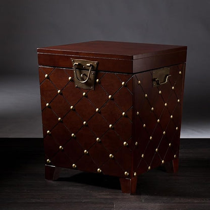 SEI Furniture Nailhead Storage Trunk End Table, Espresso