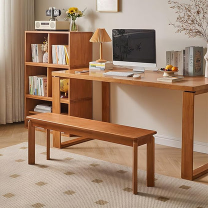 Dining Bench, Solid Wood Bench with Wide Seat, Mid Century Modern Bench, End of The Bed Bench, 47.2" L x 11" W x 16.5" H(Natural)
