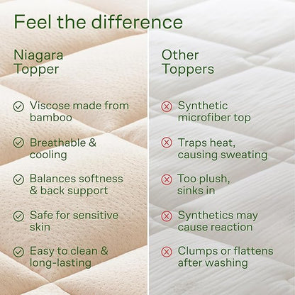 Ultra Soft King Size Mattress Topper - Viscose Made from Bamboo Pillow Top Mattress Pad for Back Pain Relief - Naturally Cooling for Hot Sleepers, Beige