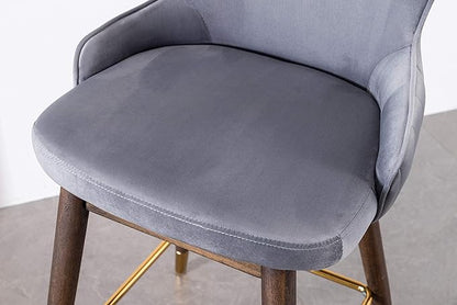 Roundhill Furniture Leland Fabric Upholstered Wingback Bar Stools, Set of 2, Gray