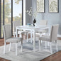 Ball & Cast 5 Piece Dining Table Set,Kitchen Table Set for 4 W/ 34.5" Square Wooden Dining Table,Living Room Furniture W/ 4 Upholstered Chairs,for Dining Room,Kitchen,Restaurant,White