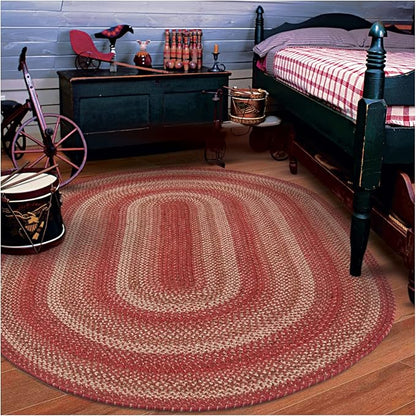 Homespice Apple Pie Jute Red 4x6' Braided Rugs Oval Rugs for Living Room, Bedroom Rug and Dining Room. Pet Friendly. Decor Styles- Farmhouse Rug, Rustic, Vintage, Primitive, Country, Boho Rug