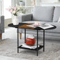 ETELI Small Black Coffee Table Oval Center Table with Storage and Open Shelf Round Coffee Tea Table for Small Space Living Room Home Office, Brown & Black