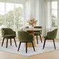 Wooden Dining Chairs Set of 4, Fabric Upholstered Modern Dining Room Chairs with Barrel Backrest & Double-Layer Thick Cushion for Living Room, Restaurant, Kitchen and Café, Green, 2 Boxs