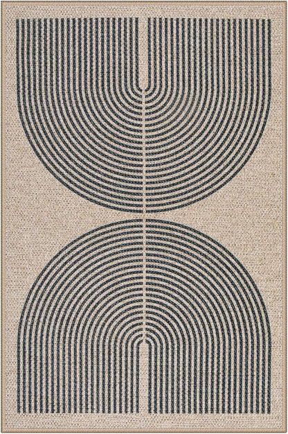 Lahome Rainbow Easy Jute Rug, 32"x48" Outdoor Mat Non Slip Door Mat Indoor Entrance, Farmhouse Neutral Lightweight Non Shedding Low Pile Throw Rug for Kitchen Entry Foyer