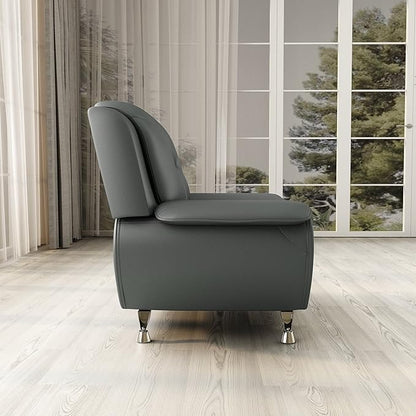 Container Furniture Direct Michael Modern Faux Leather Upholstered Stainless Steel Legs Living Room, Chair, Loveseat, Sofa, Red