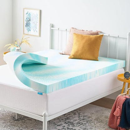 Linenspa 4 Inch Gel Swirl Memory Foam Mattress Topper – Cooling Gel Infused – Pressure Relieving Bed Topper - Mattress Pad – CertiPUR Certified - King Size