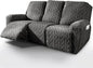 vctops 8 Pieces Geometric Jacquard Plush Recliner Sofa Covers Soft Fuzzy Fluffy 3 Seats Couch Cover Anti-Slip Sofa Slipcover Furniture Protector with Elastic Bottom for Kids Pet(Dark Grey,3 Seat)