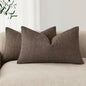 Foindtower Set of 2 Decorative Linen Check Throw Pillow Covers Neutral Farmhouse Lumbar Cushion Covers Modern Boho Home Decor for Sofa Chair Couch Bedroom Living Room Outdoor,12×20 Inch,Dark Brown