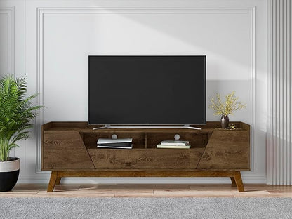 Manhattan Comfort Marcus Mid Century Modern 70 Inch TV Stand with Drawers, Cable Management, 4 Shelves and Soft Close Doors, Entertainment Center and Media Console for Living Room, Brown