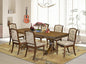 LEMA7-AWA-36 7 Pieces Dining Room Set Consists of a Rectangular Modern Dining Table and 6 Light Beige Polyester Fabric Kitchen Chairs, Antique Walnut Finish
