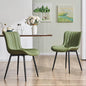 YOUNUOKE Green Dining Chairs Set of 2 Mid-Century Modern Kitchen Dining Room Chairs Armless Faux Leather Upholstered Accent Side Dinner Chair with Padded Back Metal Legs, Olive