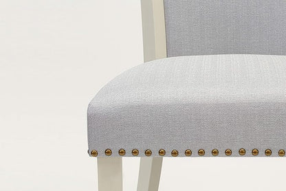 East West Furniture X077VE005-7 7 Piece Dining Table Set Consist of a Rectangle Dining Room Table with X-Legs and 6 Grey Linen Fabric Parsons Chairs, 40x72 Inch, Multi-Color