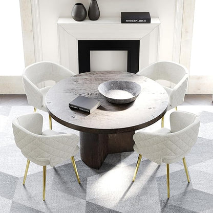 Ottomanson Dining Chair, Set of 2, Beige/Gold