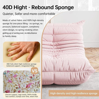 Bean Bag Chairs for Adults, BeanBag Reading Chair Memory Foam Couch, Floor Chair Soft Teddy Material, Comfy Reading Nook Chairs for Bedroom Living Room Office (Pink)