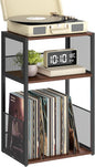 VASAGLE Record Player Stand, 3-Tier Side Table, Vinyl Record Storage up to 100 Albums, End Table for Living Room, Bedroom, Natural Walnut ULET275K02