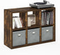 Furinno Cubicle Open Back Decorative Cube Storage Organizer, 6-Cube, Amber Pine