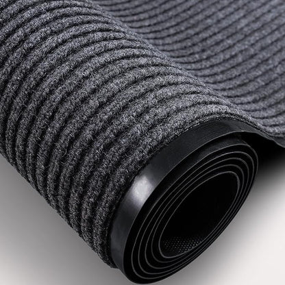 TANYOYO3' X 6' Commercial Grade Door Floor Mat Brush Step Entrance Mat Vinyl Backed Utility Doormat Heavy Duty Floor Rugs Commercial Outdoor Carpet Indoor Entrance Mat，Grey