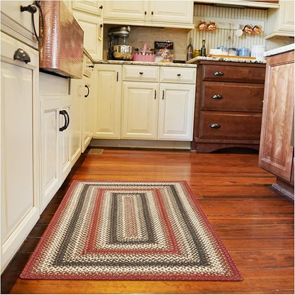 Homespice Chester Red Braided Rug, Enhance Your Home with Our 20x30 Small Accent Rug Kitchen, Bathroom, Entrway