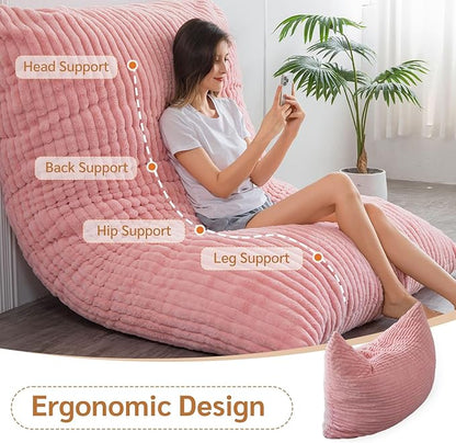 BYBYME 3 in 1 Bean Bag Chairs, Bean Bag Bed for Adults High-Density Foam Filling, Convertible Sofa Bed Faux Fur, Giant Bean Bag Chairs for Adults