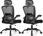 FelixKing Ergonomic Office Chair, Headrest Desk Chair with Adjustable Lumbar Support, Home Office Swivel Task Chair with High Back and Armrest, Adjustable Height Gaming Chair(Black),Pack of 2