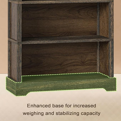 TVU 5-Shelf Wood Bookcase, 65 Inch Tall Bookshelf with Storage, Floor Standing Display Book Shelf, for Living Room Bedroom Study Office, Rustic Brown