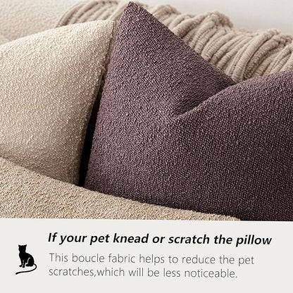 Foindtower Set of 2, Decorative Textured Boucle Throw Pillow Covers Accent Solid Pillow Cases Soft Cozy Couch Cushion Case for Chair Sofa Bedroom Living Room Home Decor 24x24 Inch Dark Purple