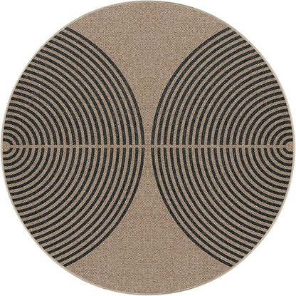 Lahome Modern Rainbow Round Rug, 3ft Small Washable Circle Carpet Natural Indoor Outdoor Patio Front Porch Rug, Farmhouse Non Slip Non Shedding Contemporary Round Mat for Entryway