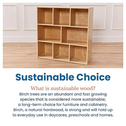 ECR4Kids Streamline 8-Compartment Storage Cabinet, 36in, Classroom Furniture, Natural