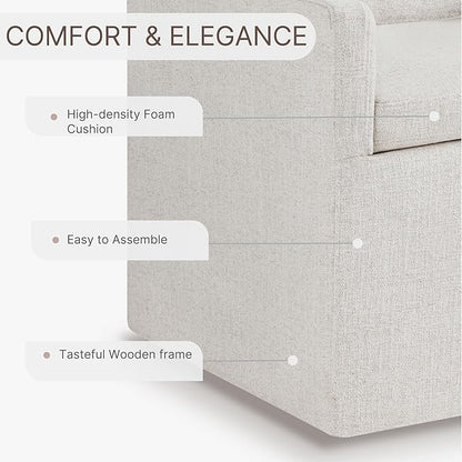 Upholstered Dining Chairs with Casters Easy Assembly Modern Accent Armchair with Rollers for Diningroom Bedroom Livingroom Reading Room,Linen,2 Boxs
