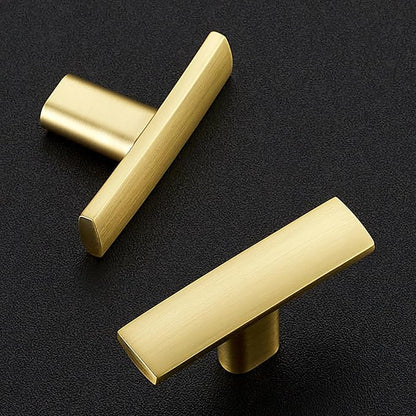 5 Pack Cabinet Handles Single Hole - Curved Cabinet Knobs Brushed Brass Drawer Pulls for Kitchen Cupboard Solid Pulls for Dresser Drawer Arch Closet Hardware