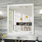36x32 Inch White Bathroom Mirror for Wall, Thick Metal Framed Rectangle Mirrors for Over Sink, Bedroom, Living Room, Entryway, Anti-Rust, HD Tempered Glass