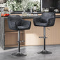 Keyluv Bar Stools Set of 2 for Kitchen Counter Adjustable Height Swivel Barstools 29 Inch Faux Leather Bar Chairs with Padded Back and Chromed Metal Base, Retro Black